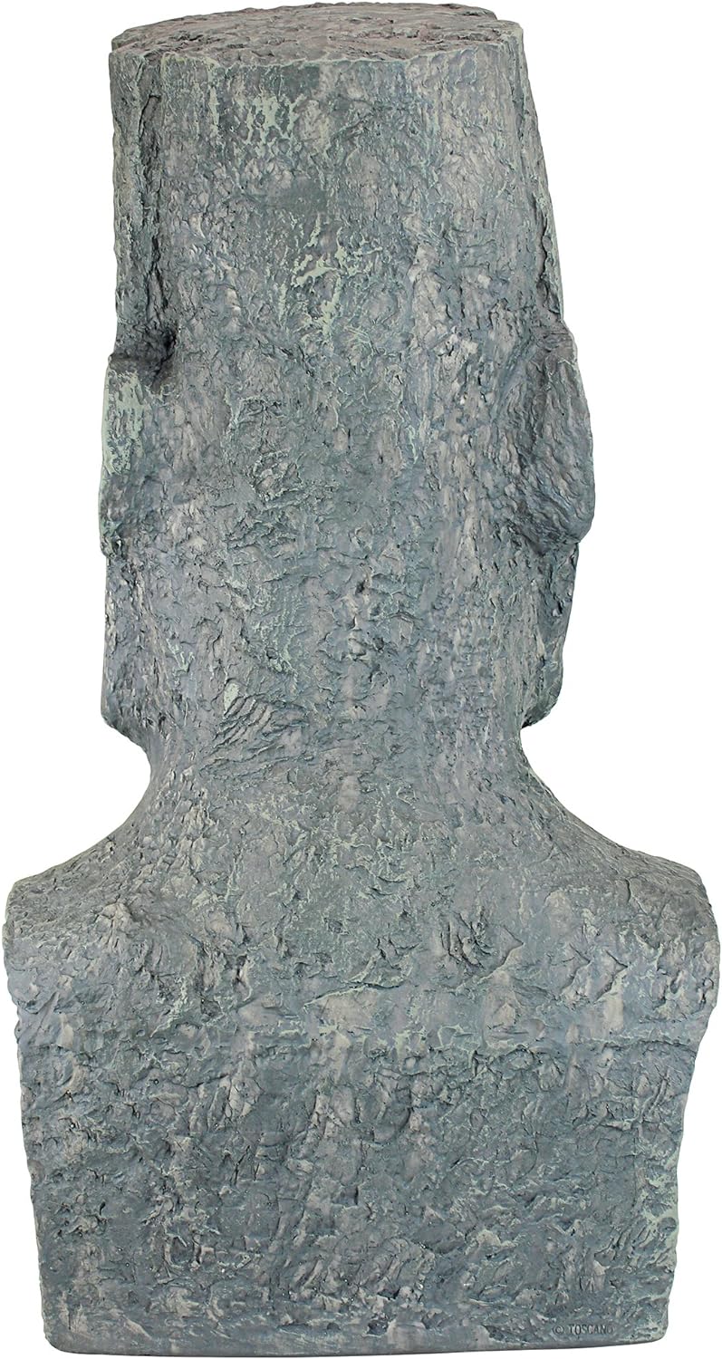 Design Toscano Osterinsel Ahu Akivi Moai Monolith Gartenstatue, Polyresin, steingrau, 33 x 31,8 x 62