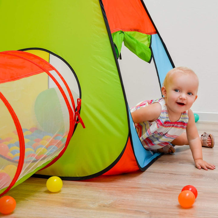 LittleTom Bällebad mit Tunnel - 200 Bälle - 260x90x100 Bällebad Kinder Spielzelt Tunnel - Bällebad B
