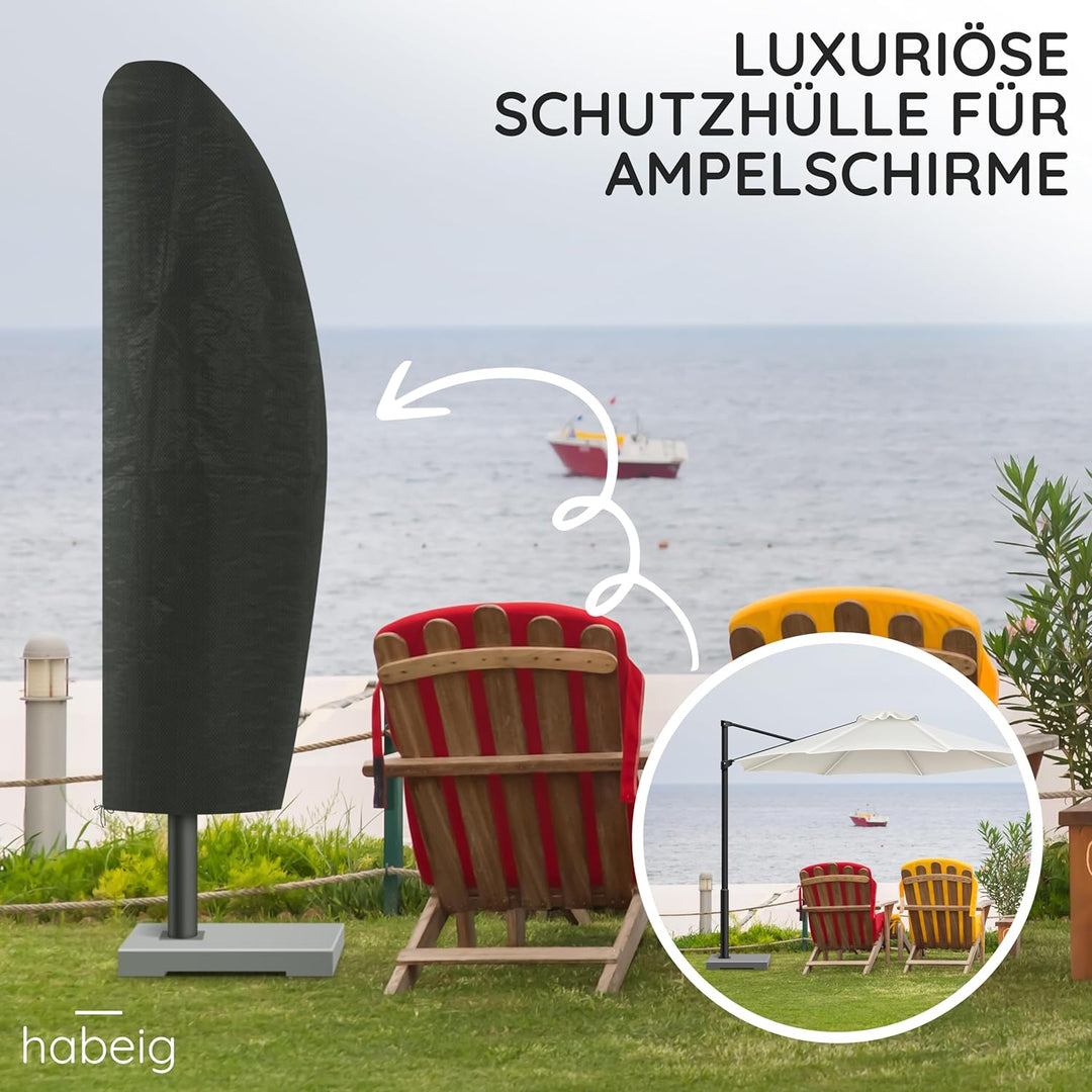 habeig Luxus-SCHUTZHÜLLE für Ampelschirm SH-LUX Schirm 3m Schutzhaube Wasserdicht Sonnenschirm Hülle