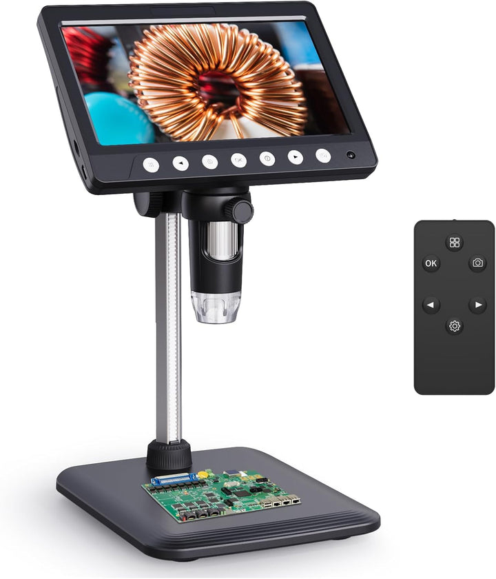 Ashfly LCD Digital Mikroskop für Münzen, 7 Zoll 1080P USB Mikroskop, 50X-500X Auflösung, Microscope