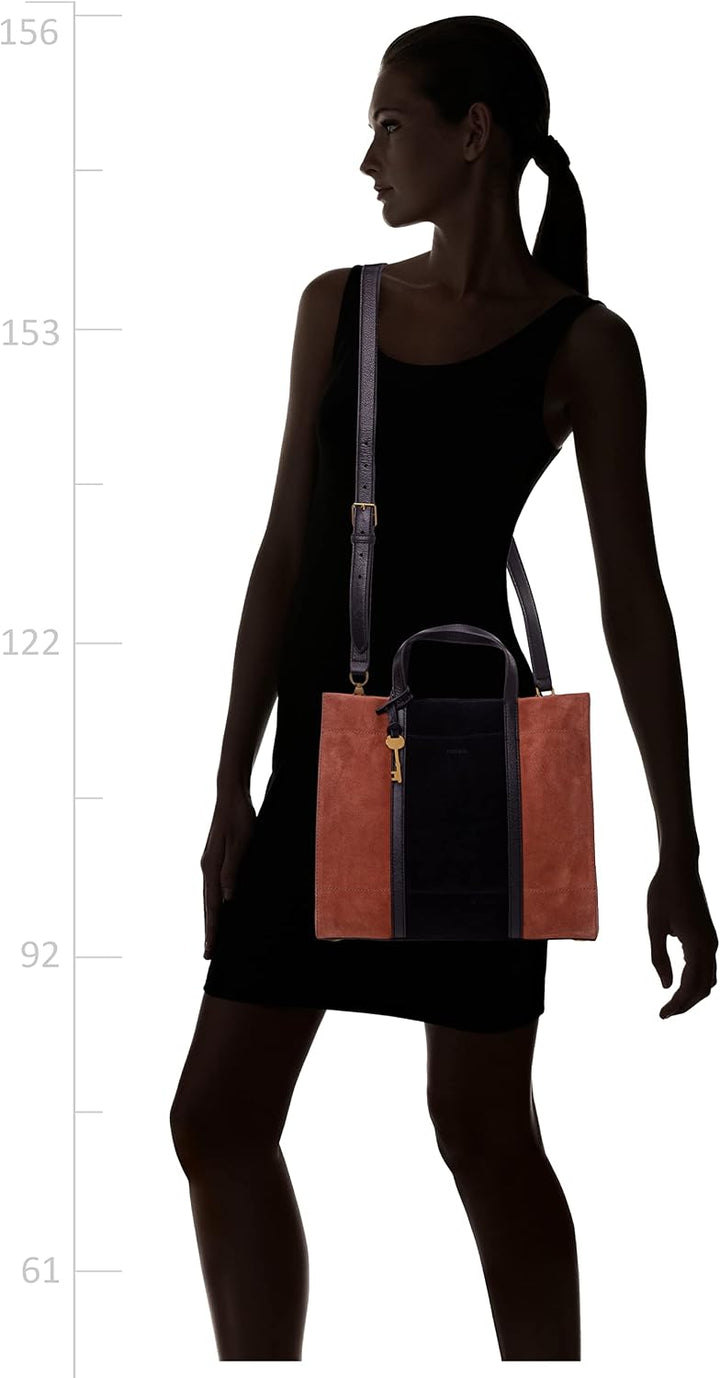 Fossil Carmen Handtasche Leder 30 cm Schwarz und Braun, Schwarz und Braun