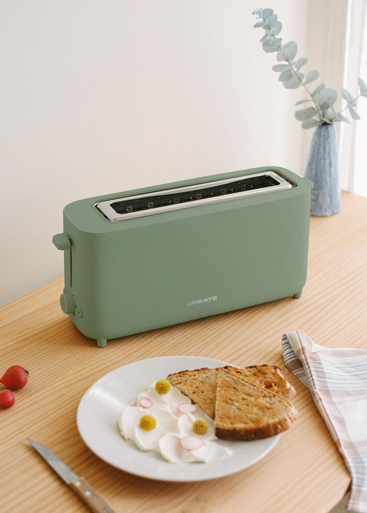 CREATE/TOAST STUDIO XL/Toaster Salbeigrün / 6 Leistungsstufen, Krümelschublade, Thermostat, Auftauen