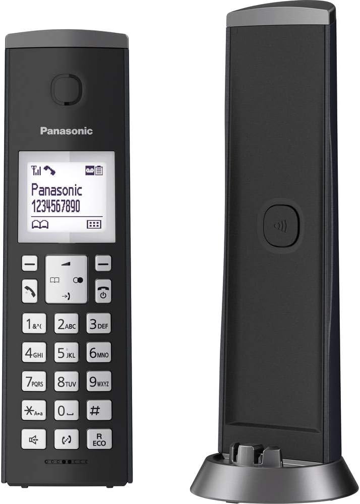 Panasonic KX-TGK220GM Design-Telefon mit Anrufbeantworter (Wecker, Haustelefon (schnurlos), HD-Telef