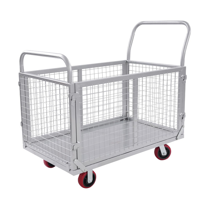Plattformwagen mit abnehmbaren Gitter, 200KG TragfäHigkeit | Multifunktionaler Schubwagen mit Schwen