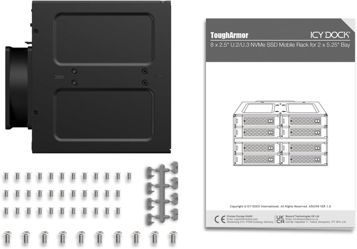 ICY DOCK 8-Bay Wechselrahmen für 8X PCIe 5.0 U.2 / U.3 NVMe SSD (bis 15mm) zu 4X MCIO 8i-Anschluss (