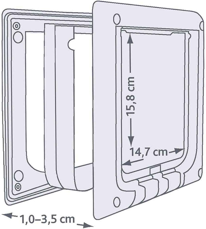 Trixie Katzenklappe, elektromagnetisch, 4-Fach, 21,1 x 24,4 cm, Weiss