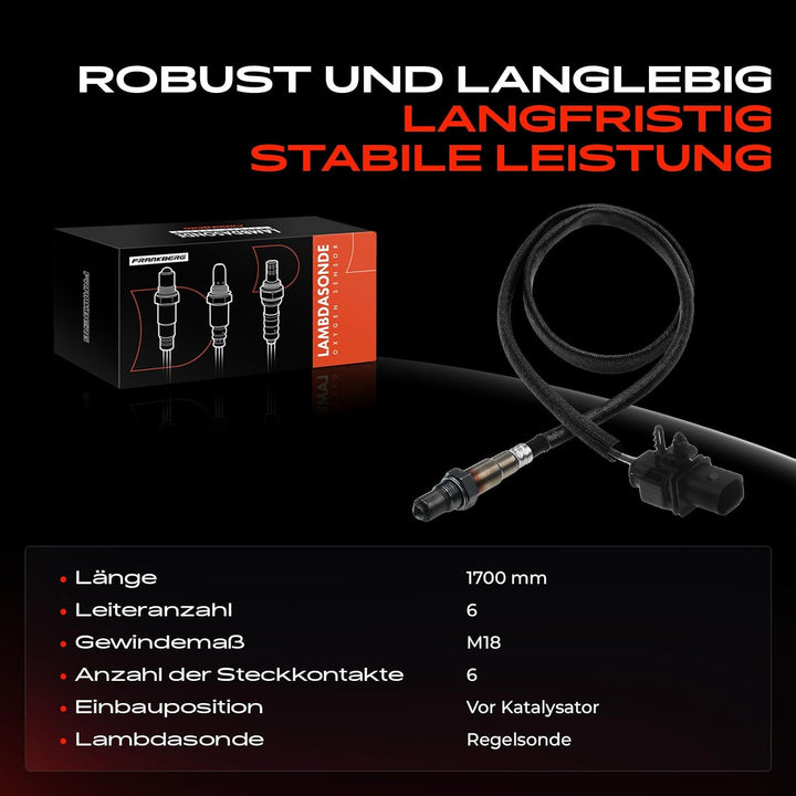 Frankberg 1x Lambdasonde Kompatibel mit A4 2004-2009 A8 2003-2010 Q7 2007-2012 R8 2010-2015 A.m.a.r.