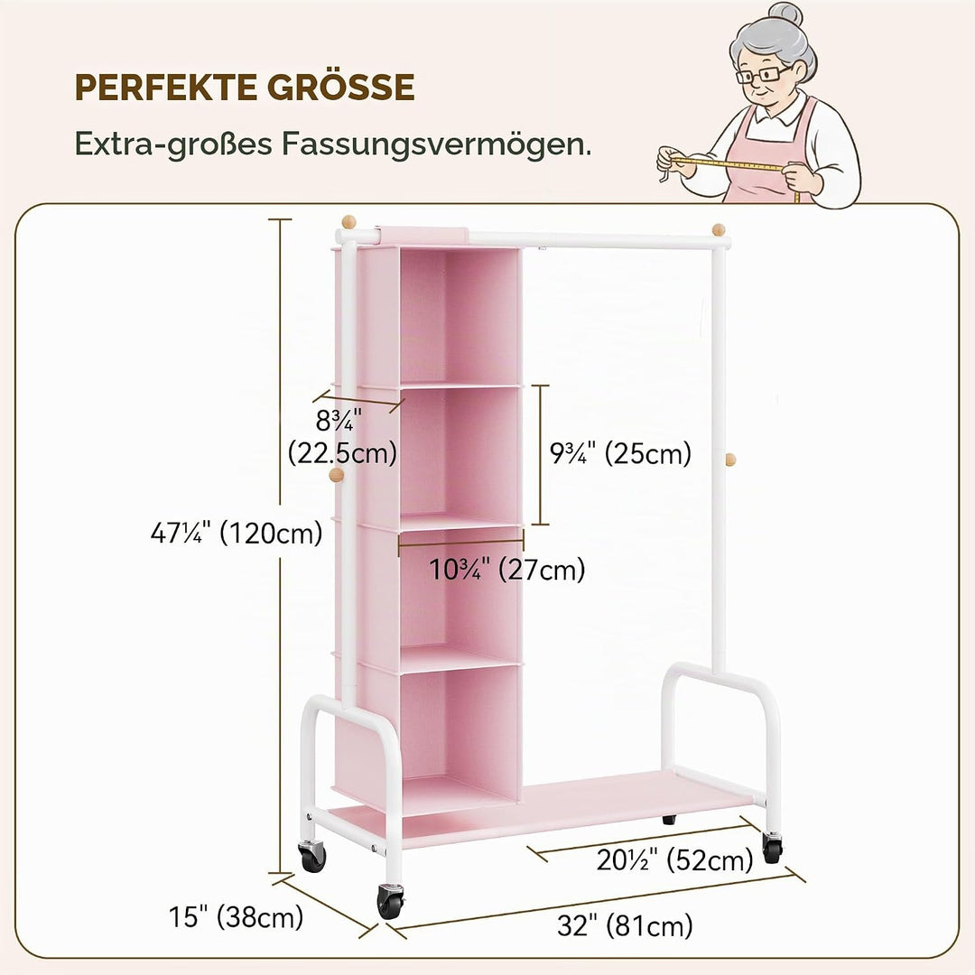 GRANNY SAYS Kinderkleiderstange mit hängendem Organizer, Kinderkleiderstange mit Rollen, Kleiderstän