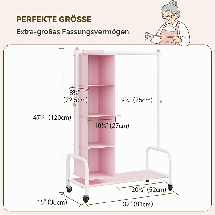 GRANNY SAYS Kinderkleiderstange mit hängendem Organizer, Kinderkleiderstange mit Rollen, Kleiderstän