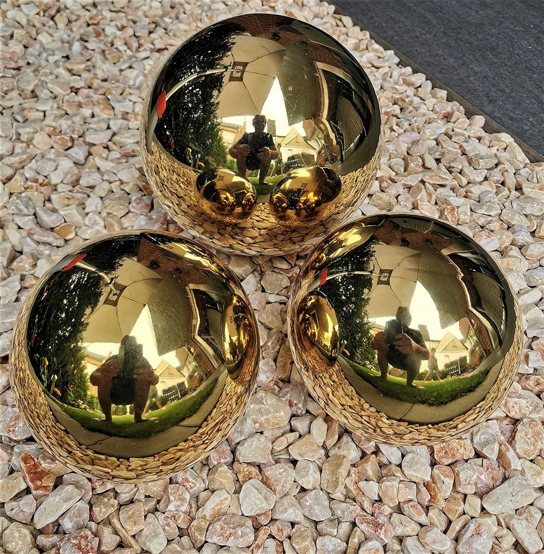Dekokugel Gold poliert 3er Set 15-10-10 cm aus Edelstahl Kugel Dekorationskugel Gartenkugel