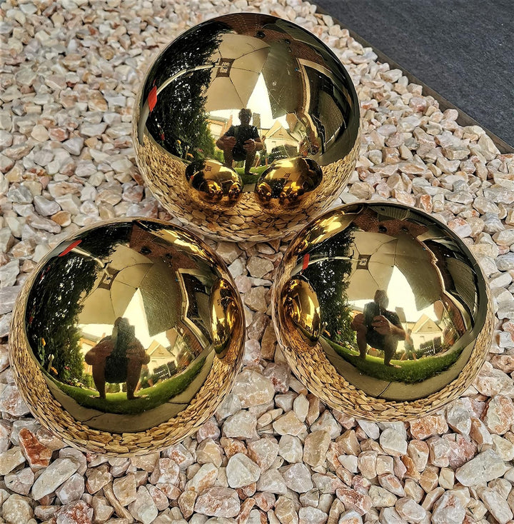 Dekokugel Gold poliert 3er Set 15-10-10 cm aus Edelstahl Kugel Dekorationskugel Gartenkugel