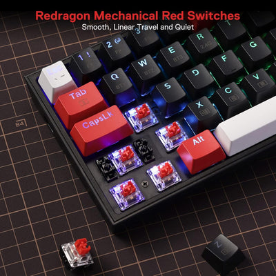 Redragon K631 Pro 65% Wireless RGB Gaming Tastatur, 68 Tasten Hot-swap-fähige Kompakte Mechanische T