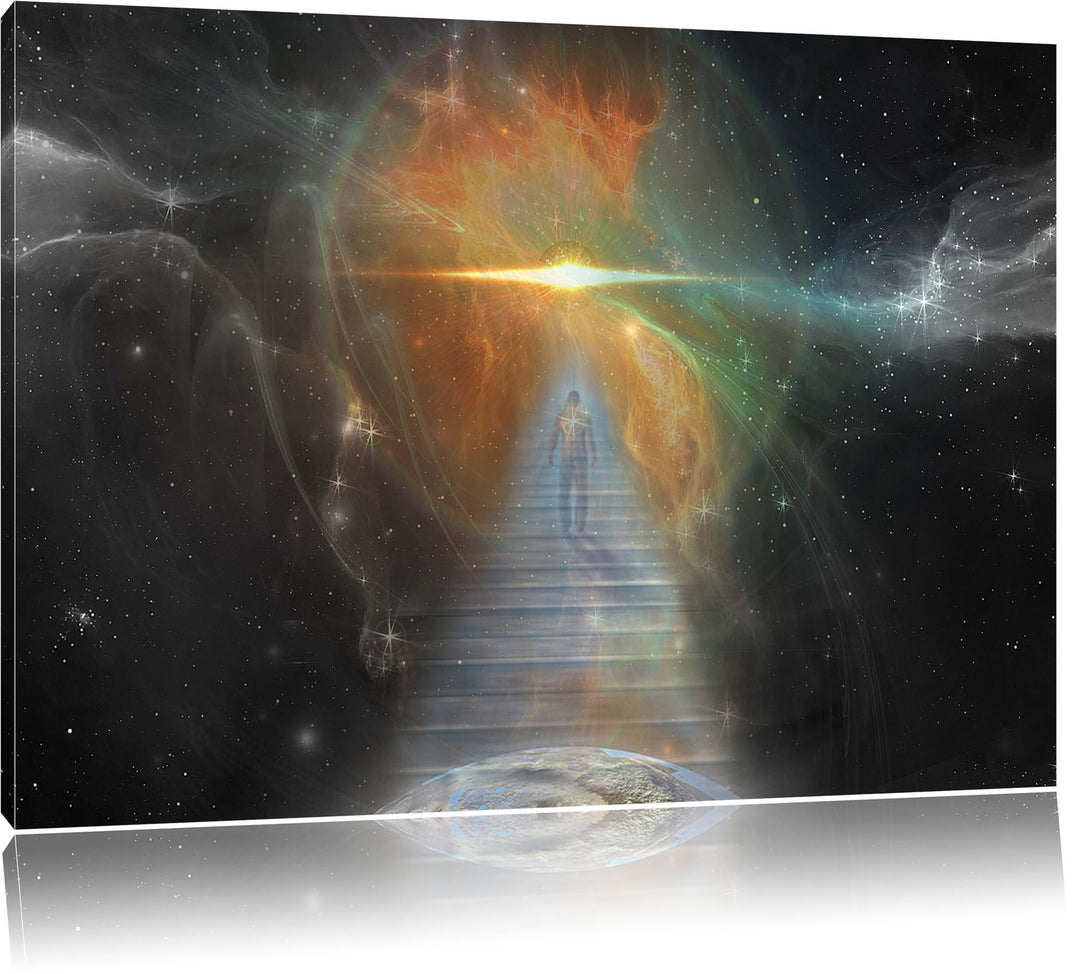 Pixxprint Kosmische Treppe in die Galaxis als Leinwandbild/Grösse: 100x70 / Wandbild/Kunstdruck/fert
