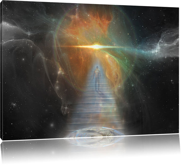 Pixxprint Kosmische Treppe in die Galaxis als Leinwandbild/Grösse: 100x70 / Wandbild/Kunstdruck/fert