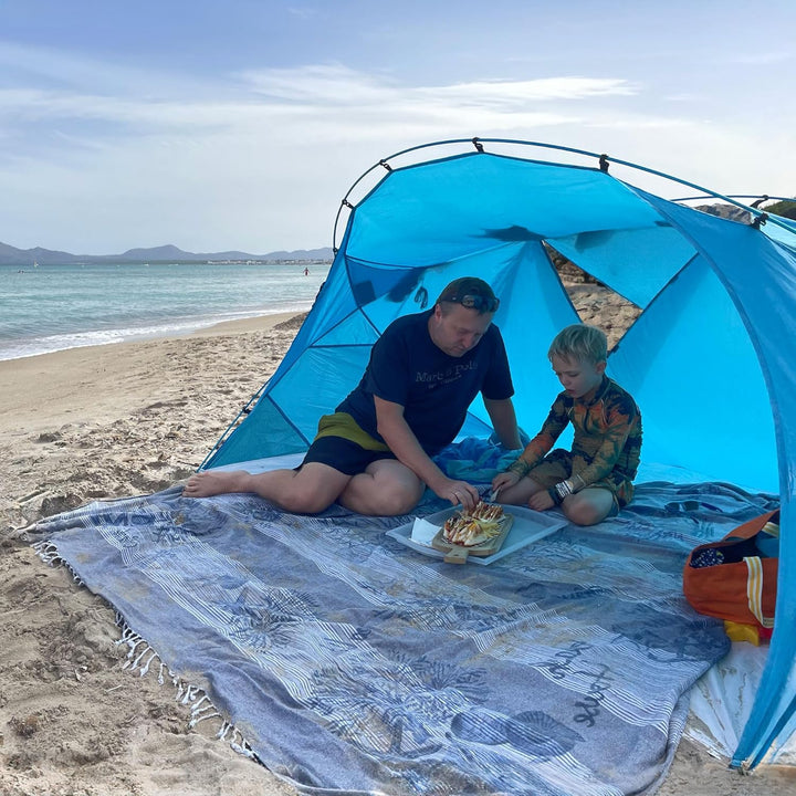 outdoorer grosse Strandmuschel Santorin Alu Air mit Fix up System - XXL Strandzelt mit UV 80 Sonnens