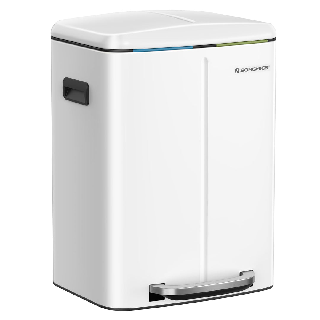 SONGMICS 40 L Mülleimer mit 2 Fächern, 2 x 20 L, Abfalleimer, Treteimer aus Metall, Inneneimer aus K