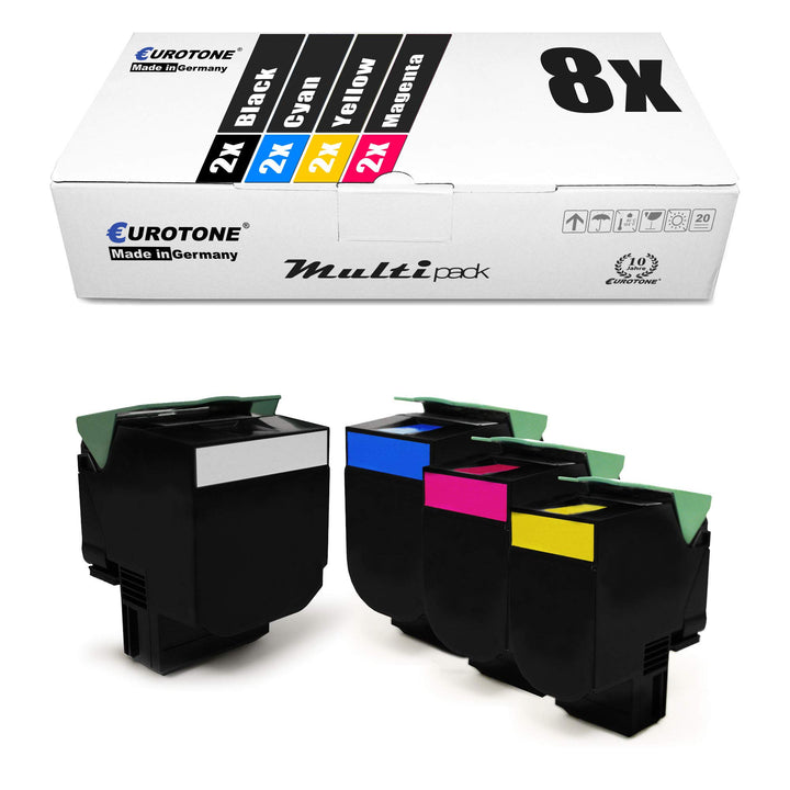 Eurotone 8X XL Toner im Set kompatibel für Lexmark CX410de CX410dte CX410e ersetzt 80C0H10-H40 mit c