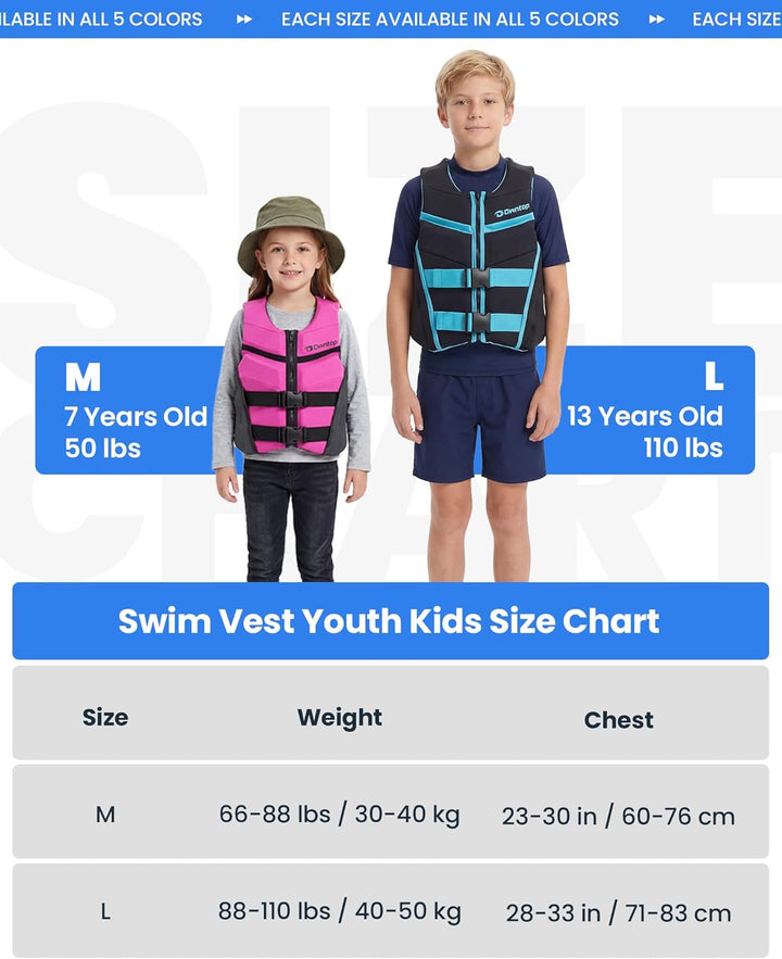 Owntop Schwimmhilfe für Jugend Kinder, verstellbare Auftriebsweste Unisex, Schwimmweste mit Sicherhe