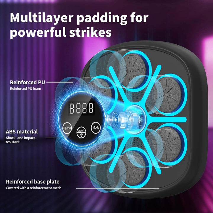 RevFit Music Boxing Machine mit LED-Lichtern, Bluetooth, 9 Geschwindigkeitsmodi & Zählmodus, Elektro