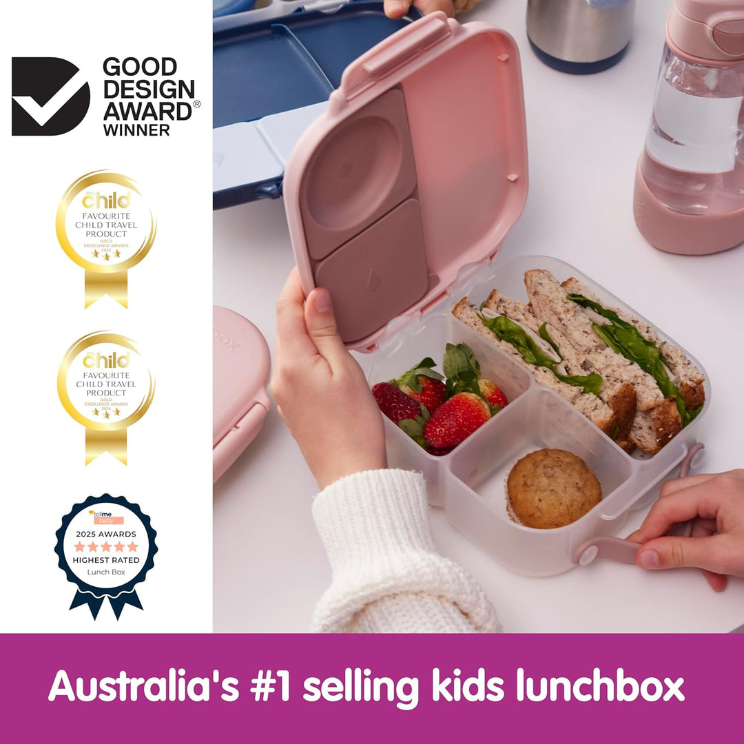 b.box Mini Lunchbox | Bento Box with 3 Compartments (2 Leakproof) | Ideal for Toddlers, Kids Lunch &