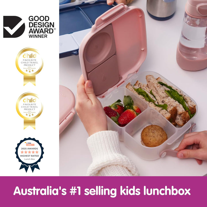b.box Mini Lunchbox | Bento Box with 3 Compartments (2 Leakproof) | Ideal for Toddlers, Kids Lunch &