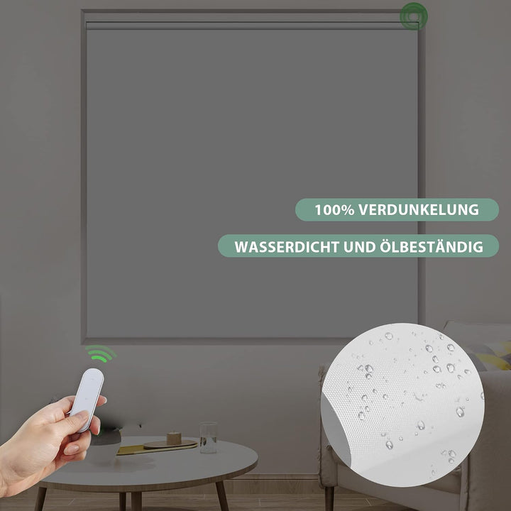 HOMEDEMO Elektrische Rollos Wiederaufladbare Verdunklungsrollo mit Motor &amp; Fernbedienung, Weiss 50x1