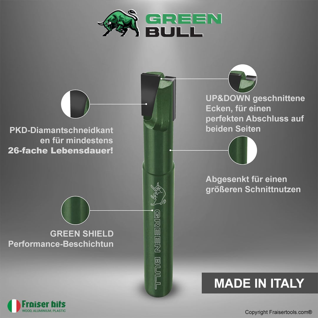 Fraiser GREEN BULL – Diamant-Fräser für Schnitte und Nuten in Holz, Kunststoff und Leichtmetallen, S