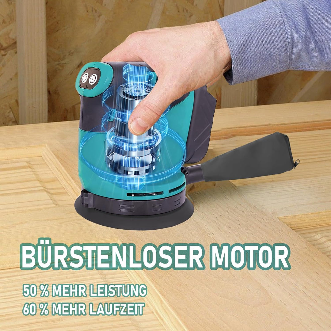 Bürstenloser Exzenterschleifer, Ersatz für Makita DBO180Z, 125MM Exenterschleifmaschine zum Schleife