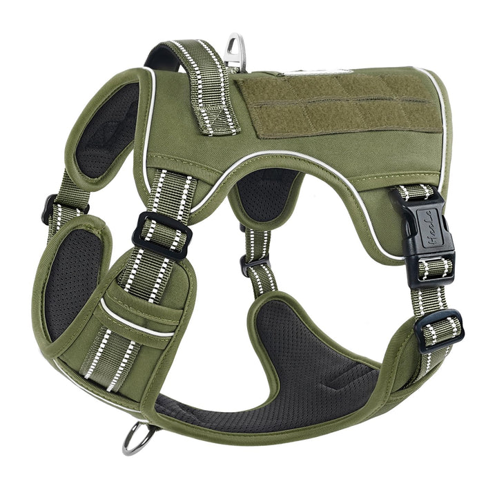 HEELE Hundegeschirr, Metall Taktisches Geschirr, Taktische Hundeweste, Service Hundegeschirr, MOLLE