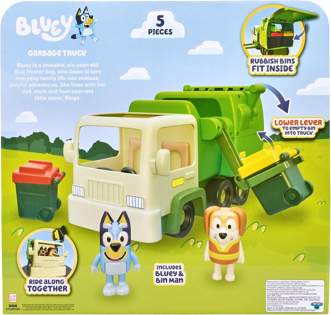 BlueY Müllwagen-Spielset mit Zwei 6,3–7,6 cm grossen Offiziellen Actionfiguren zum Sammeln, Müllmann