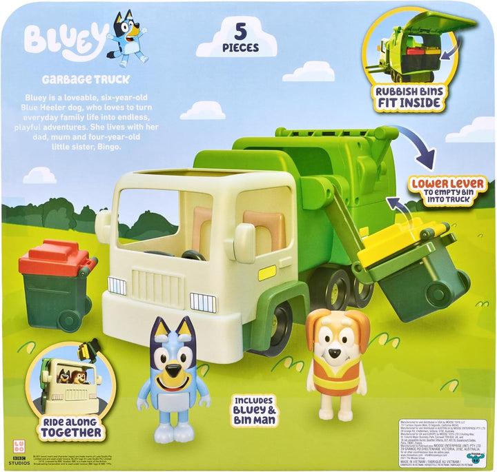 BlueY Müllwagen-Spielset mit Zwei 6,3–7,6 cm grossen Offiziellen Actionfiguren zum Sammeln, Müllmann