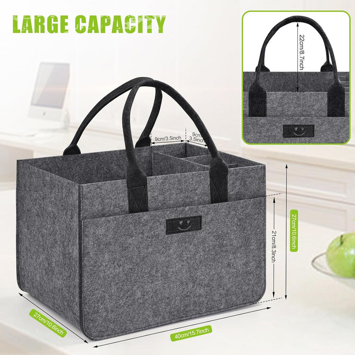 Filz Einkaufskörbe Filztasche 30L Einkaufskorb Faltbar Einkaufstasche mit Fächern, Filztasche Gross