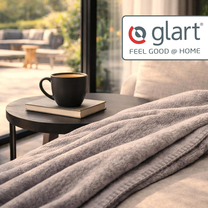 Glart U2GM Kuscheldecke 150x200 cm aus Baumwolle-Polyacryl-Mix für Sofa Kuscheldecke Grau Meliert, K