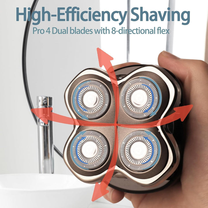 Rotationskopf 4 Köpfe für Elektrorasierer – Kompatibel mit Pitbull Skull Shaver, Butterfly Kiss Pro