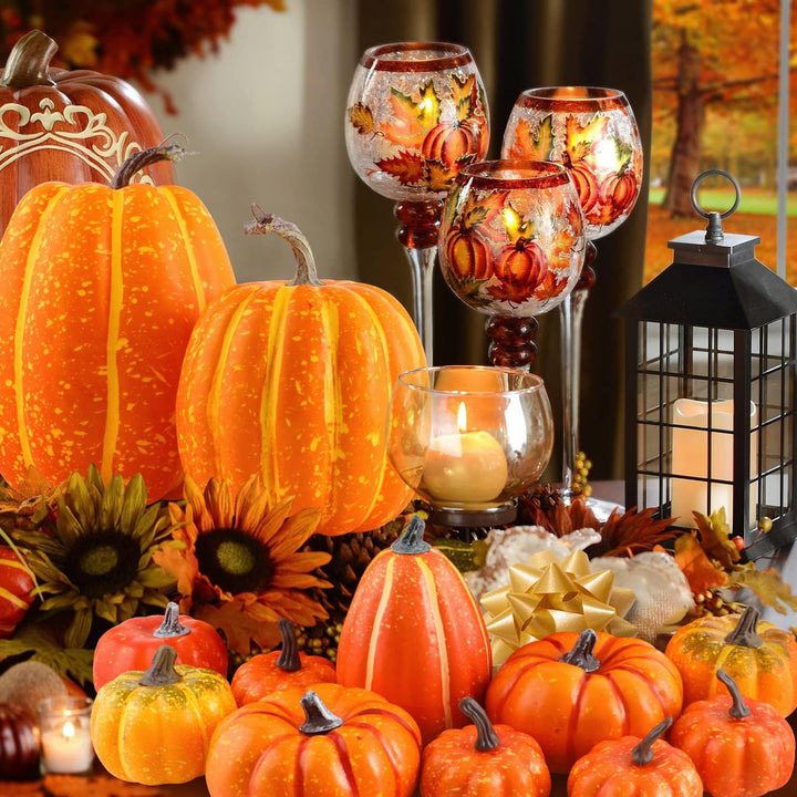Benjia Kürbis Herbst Deko Dekoration Draussen, Gross Mini Orange Kürbisse Zierkürbisse Herbstdeko He