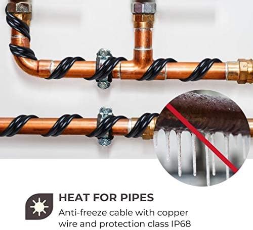 Waldbeck Flow Wire 4 Frostschutzkabel, Länge: 4 m Frostschutzkabel + 1,8 m Stromzuleitung, mit Therm