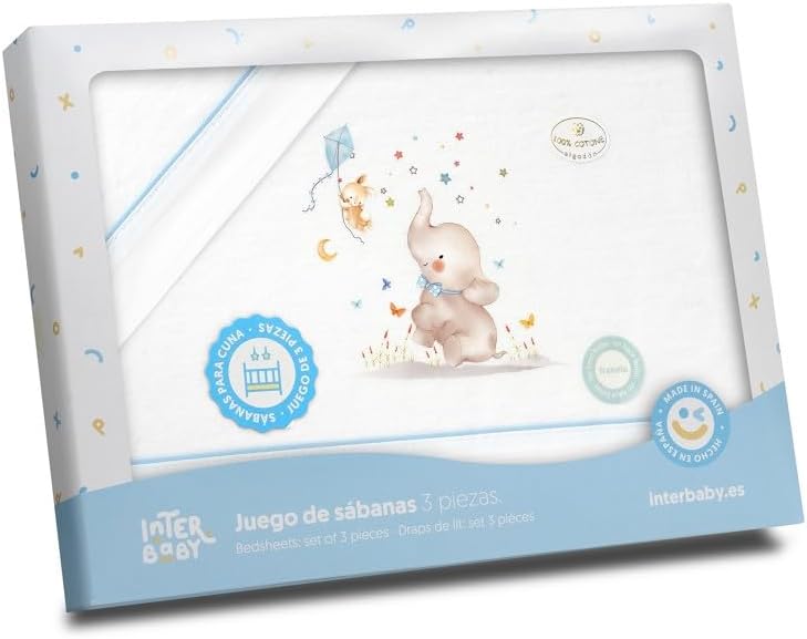 Interbaby - Bettwäsche-Set für Kinderbett, 50 x 80 cm, 100% Baumwolle, warm, Flanell, inkl. Spannbet
