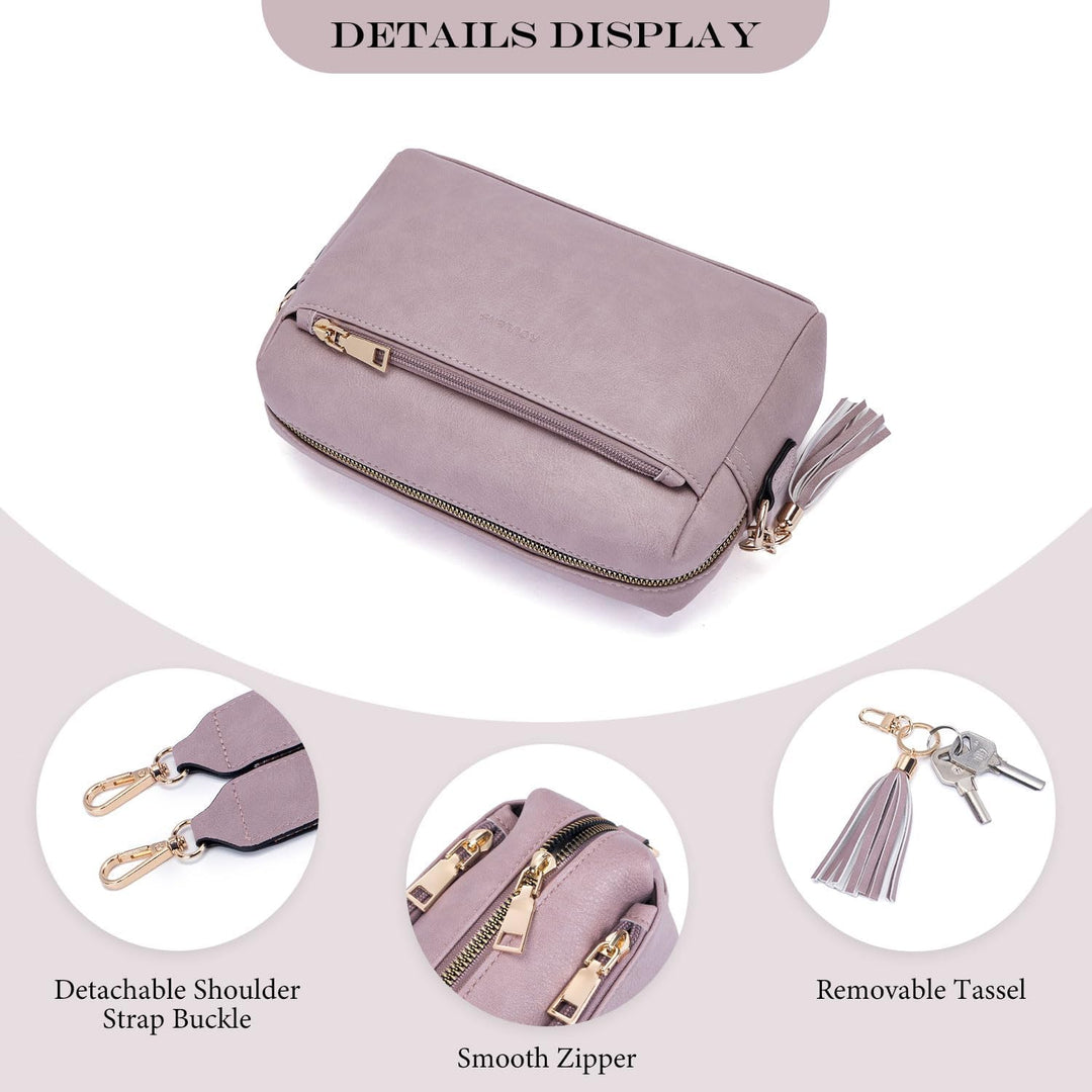Roulens Damen Handy Umhängetasche,Veganem Leder Crossbody Schultertasche,Breiter Riemen Abendtasche
