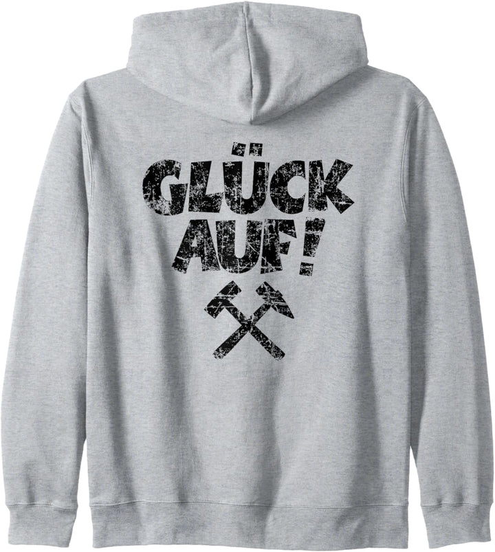 Glück Auf (Vintage Schwarz) Bergmannszeichen Kapuzenjacke