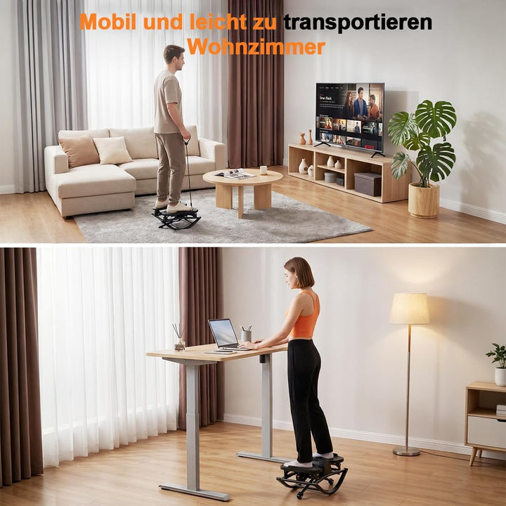 Rock Stepper für Zuhause mit 3D Bewegung | Seitlicher Schaukel Fitness Stepper, Widerstandsbändern&amp;A