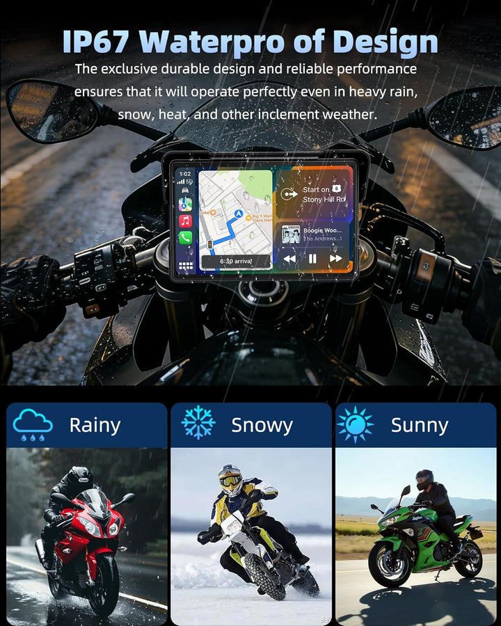 Jansite Motorrad Carplay Bildschirm Android Auto mit TPMS Reifendrucküberwachungssystem, 7 Zoll Moto