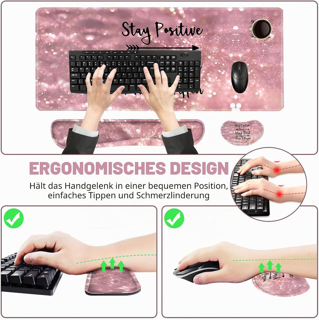ToLuLu Erweitertes Gaming-Mauspad, Memory-Schaum, ergonomische Tastatur-Maus-Handgelenkauflage, gros