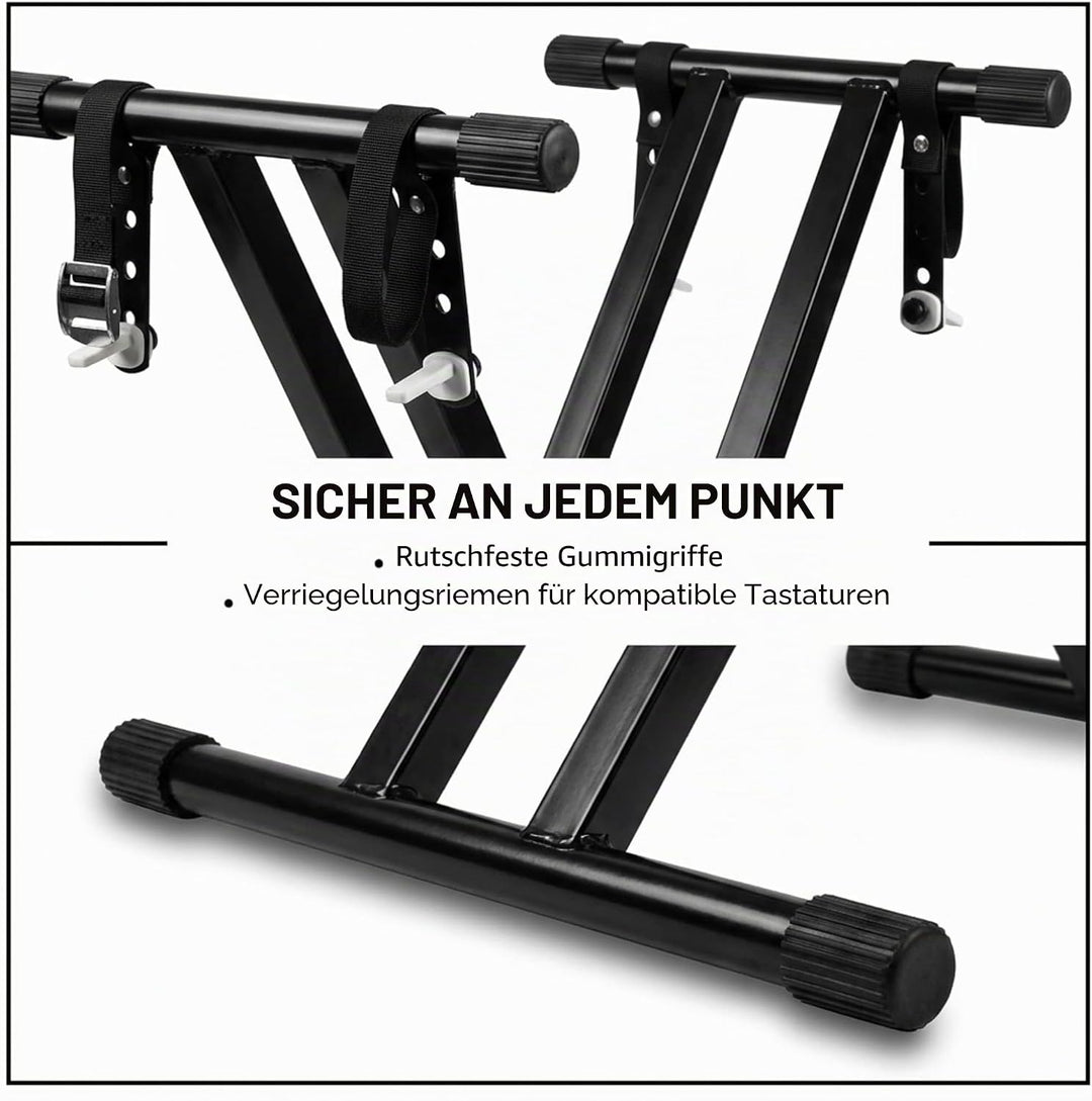 Rockjam Double Bracked Einstellbarer Tastaturständer mit Verriegelungsbändern Double Bracked