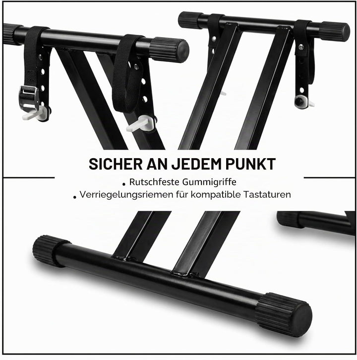 Rockjam Double Bracked Einstellbarer Tastaturständer mit Verriegelungsbändern Double Bracked