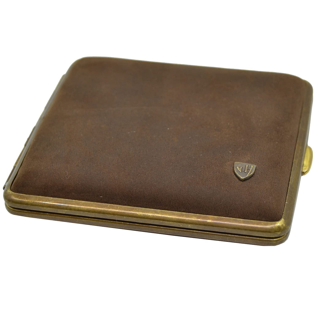 Zigarettenetui Echtleder, Handmade in Germany, Wildes Rind Dunkelbraun, 85mm - Etui, Zigarettenbox