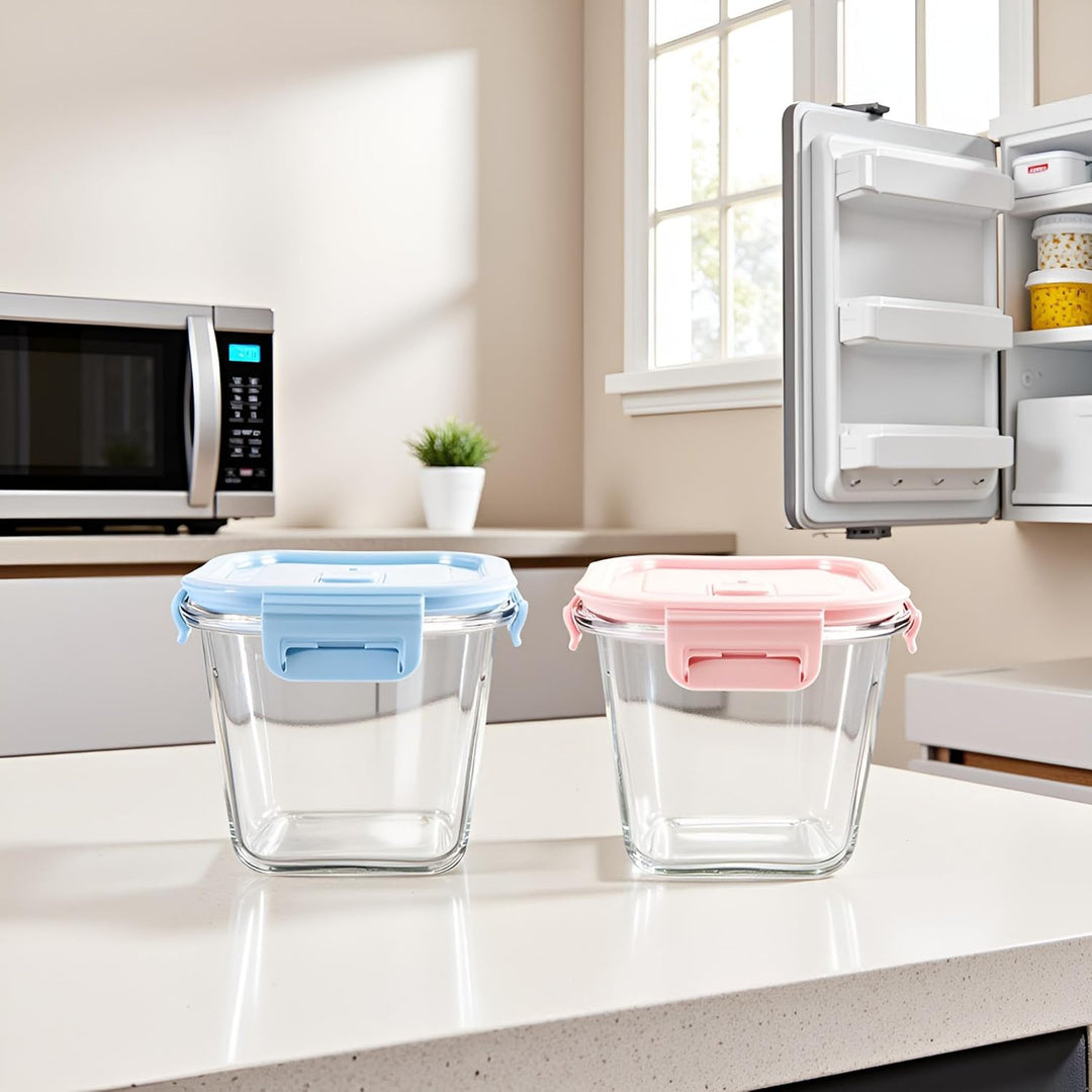 900ml Glasbehälter Mit Deckel, Glas Vorratsdosen Mit Deckel Luftdicht. Quadrat Meal Prep Behälter, M