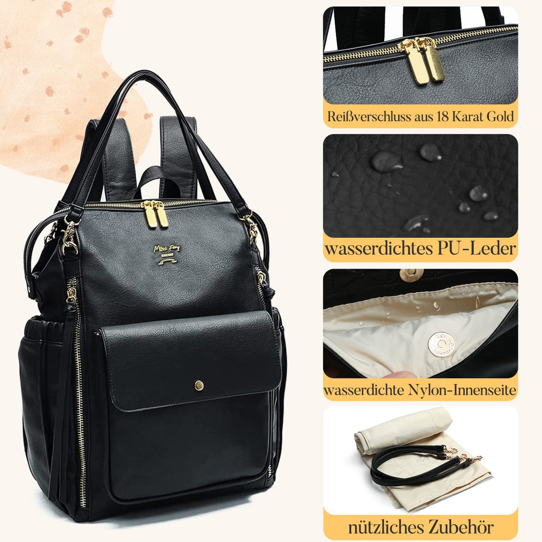 MISS FONG Wickelrucksack Wickeltasche Rucksack Gross Baby Rucksack Kinderwagen Mom Mummy Bag Leder W