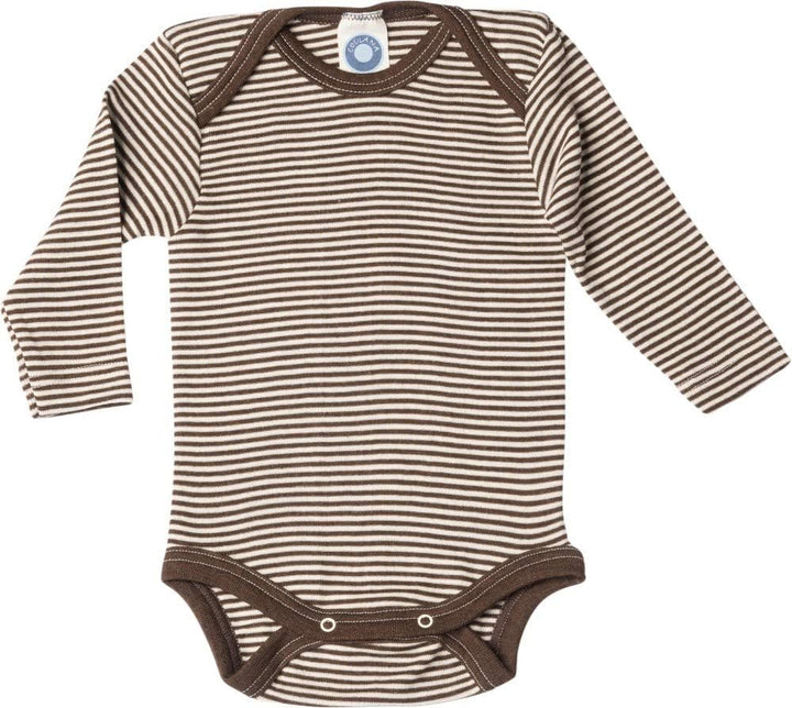 Cosilana, Baby Body Langarm, 70% Wolle, 30% Seide Braun Gestreift 50-56, Braun Gestreift 50-56