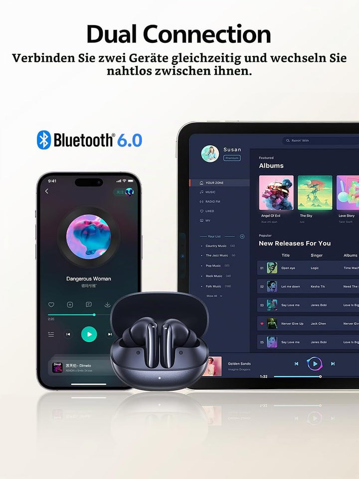 QCY Melobuds N20 In Ear Kopfhörer Bluetooth Noise Cancelling,Bluetooth kopfhörer mit -50dB Adaptive