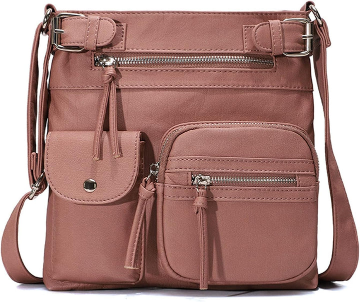 FANDARE Leichte Schultertasche Umhängetaschen Damen Schulranzen Handtaschen Klein Frauen PU Leder Wa
